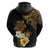 Polynesian Turtle Hoodie Plumeria Hibiscus Pattern Black Color