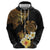 Polynesian Turtle Hoodie Plumeria Hibiscus Pattern Black Color