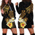 Polynesian Turtle Hoodie Dress Plumeria Hibiscus Pattern Black Color