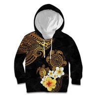 Polynesian Turtle Kid Hoodie Plumeria Hibiscus Pattern Black Color LT03 Hoodie Black - Polynesian Pride