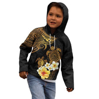 Polynesian Turtle Kid Hoodie Plumeria Hibiscus Pattern Black Color LT03 - Polynesian Pride