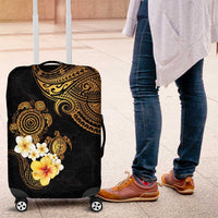 Polynesian Turtle Luggage Cover Plumeria Hibiscus Pattern Black Color LT03 Black - Polynesian Pride