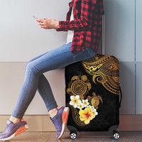 Polynesian Turtle Luggage Cover Plumeria Hibiscus Pattern Black Color LT03 - Polynesian Pride