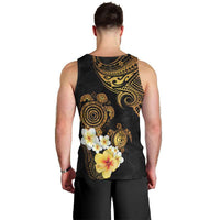Polynesian Turtle Men Tank Top Plumeria Hibiscus Pattern Black Color LT03 - Polynesian Pride