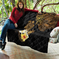 Polynesian Turtle Quilt Plumeria Hibiscus Pattern Black Color LT03 - Polynesian Pride