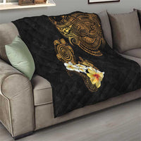 Polynesian Turtle Quilt Plumeria Hibiscus Pattern Black Color LT03 - Polynesian Pride