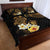 Polynesian Turtle Quilt Bed Set Plumeria Hibiscus Pattern Black Color