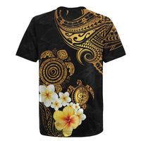 Polynesian Turtle Rugby Jersey Plumeria Hibiscus Pattern Black Color LT03 - Polynesian Pride