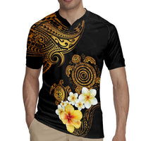 Polynesian Turtle Rugby Jersey Plumeria Hibiscus Pattern Black Color LT03 - Polynesian Pride