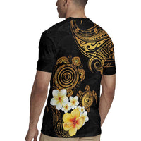 Polynesian Turtle Rugby Jersey Plumeria Hibiscus Pattern Black Color LT03 - Polynesian Pride