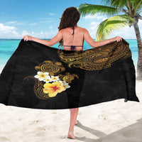Polynesian Turtle Sarong Plumeria Hibiscus Pattern Black Color LT03 - Polynesian Pride