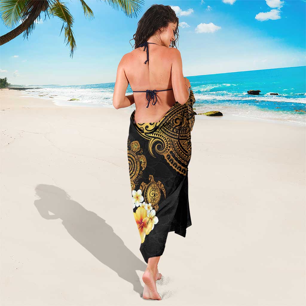 Polynesian Turtle Sarong Plumeria Hibiscus Pattern Black Color LT03 - Polynesian Pride