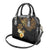 Polynesian Turtle Shoulder Handbag Plumeria Hibiscus Pattern Black Color