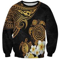 Polynesian Turtle Sweatshirt Plumeria Hibiscus Pattern Black Color LT03 Unisex Black - Polynesian Pride