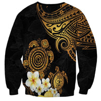 Polynesian Turtle Sweatshirt Plumeria Hibiscus Pattern Black Color LT03 - Polynesian Pride