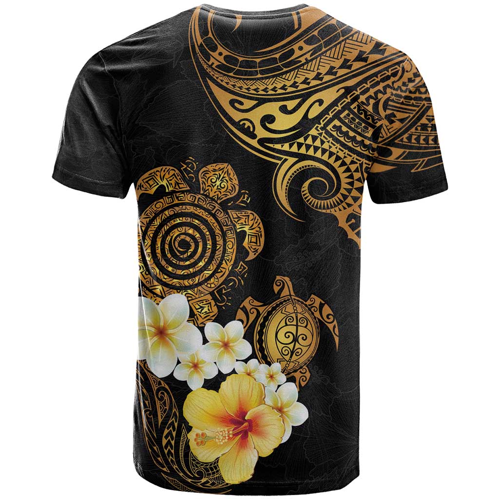 Polynesian Turtle T Shirt Plumeria Hibiscus Pattern Black Color LT03 - Polynesian Pride