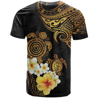 Polynesian Turtle T Shirt Plumeria Hibiscus Pattern Black Color LT03 - Polynesian Pride