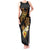 Polynesian Turtle Tank Maxi Dress Plumeria Hibiscus Pattern Black Color