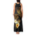 Polynesian Turtle Tank Maxi Dress Plumeria Hibiscus Pattern Black Color