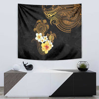 Polynesian Turtle Tapestry Plumeria Hibiscus Pattern Black Color LT03 - Polynesian Pride