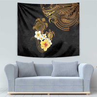Polynesian Turtle Tapestry Plumeria Hibiscus Pattern Black Color LT03 - Polynesian Pride