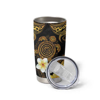 Polynesian Turtle Tumbler Cup Plumeria Hibiscus Pattern Black Color LT03 - Polynesian Pride