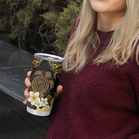 Polynesian Turtle Tumbler Cup Plumeria Hibiscus Pattern Black Color LT03 - Polynesian Pride