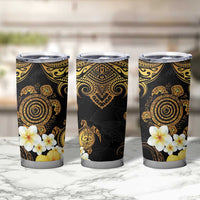 Polynesian Turtle Tumbler Cup Plumeria Hibiscus Pattern Black Color LT03 - Polynesian Pride