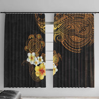 Polynesian Turtle Window Curtain Plumeria Hibiscus Pattern Black Color LT03 With Hooks Black - Polynesian Pride