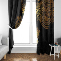 Polynesian Turtle Window Curtain Plumeria Hibiscus Pattern Black Color LT03 - Polynesian Pride