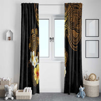 Polynesian Turtle Window Curtain Plumeria Hibiscus Pattern Black Color LT03 - Polynesian Pride