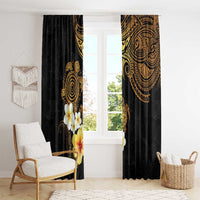 Polynesian Turtle Window Curtain Plumeria Hibiscus Pattern Black Color LT03 - Polynesian Pride