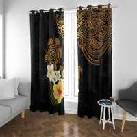 Polynesian Turtle Window Curtain Plumeria Hibiscus Pattern Black Color LT03 With Grommets Black - Polynesian Pride