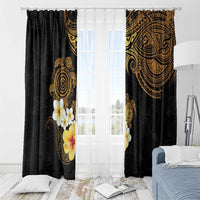 Polynesian Turtle Window Curtain Plumeria Hibiscus Pattern Black Color LT03 - Polynesian Pride