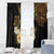 Polynesian Turtle Window Curtain Plumeria Hibiscus Pattern Black Color