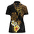 Polynesian Turtle Women Polo Shirt Plumeria Hibiscus Pattern Black Color