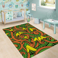 New Zealand Kowhai Flowers Area Rug Maori Koru Pattern LT03 - Polynesian Pride