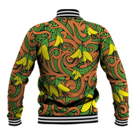 New Zealand Kowhai Flowers Baseball Jacket Maori Koru Pattern LT03 - Polynesian Pride