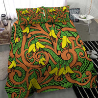 New Zealand Kowhai Flowers Bedding Set Maori Koru Pattern LT03 - Polynesian Pride