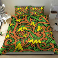 New Zealand Kowhai Flowers Bedding Set Maori Koru Pattern LT03 - Polynesian Pride