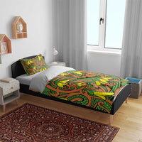 New Zealand Kowhai Flowers Bedding Set Maori Koru Pattern LT03 - Polynesian Pride