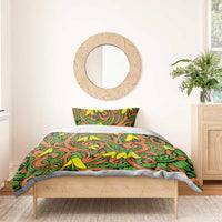 New Zealand Kowhai Flowers Bedding Set Maori Koru Pattern LT03 - Polynesian Pride
