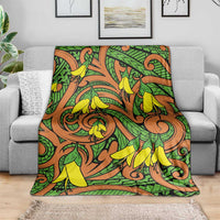 New Zealand Kowhai Flowers Blanket Maori Koru Pattern LT03 - Polynesian Pride