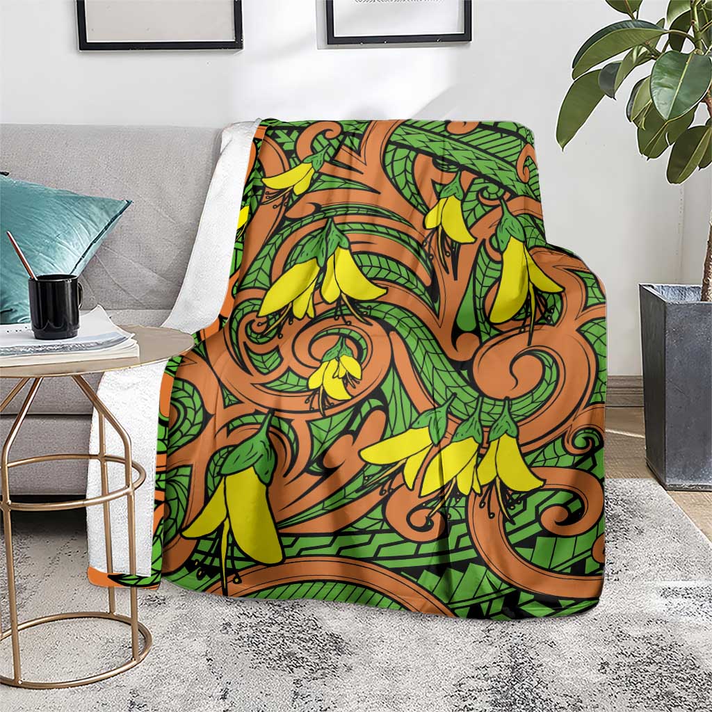 New Zealand Kowhai Flowers Blanket Maori Koru Pattern LT03 - Polynesian Pride