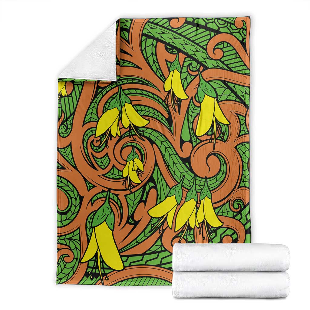 New Zealand Kowhai Flowers Blanket Maori Koru Pattern LT03 - Polynesian Pride