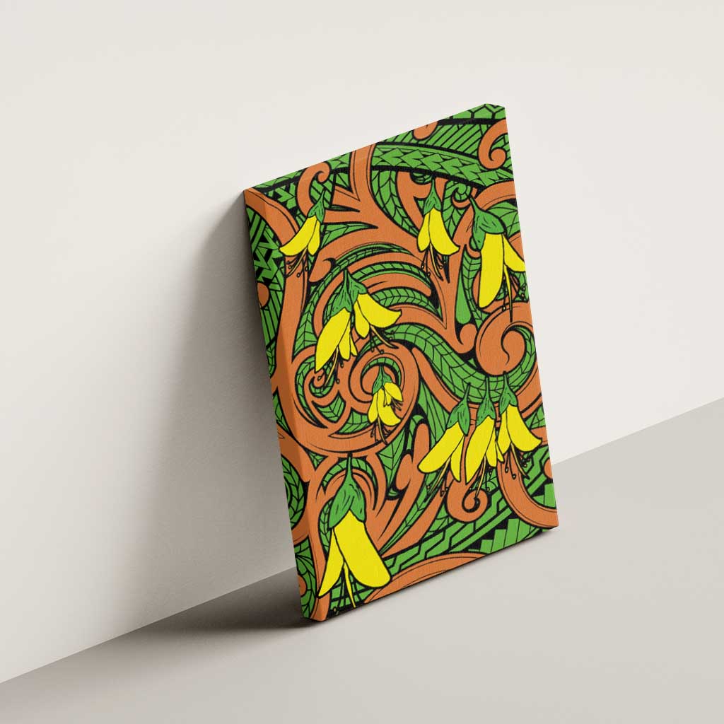 New Zealand Kowhai Flowers Canvas Wall Art Maori Koru Pattern LT03 - Polynesian Pride