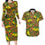 New Zealand Kowhai Flowers Couples Matching Long Sleeve Bodycon Dress and Hawaiian Shirt Maori Koru Pattern