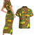 New Zealand Kowhai Flowers Couples Matching Short Sleeve Bodycon Dress and Hawaiian Shirt Maori Koru Pattern