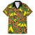 New Zealand Kowhai Flowers Family Matching Off The Shoulder Long Sleeve Dress and Hawaiian Shirt Maori Koru Pattern