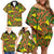 New Zealand Kowhai Flowers Family Matching Off Shoulder Short Dress and Hawaiian Shirt Maori Koru Pattern